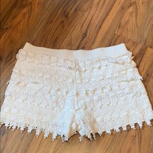 Express Lace white shorts